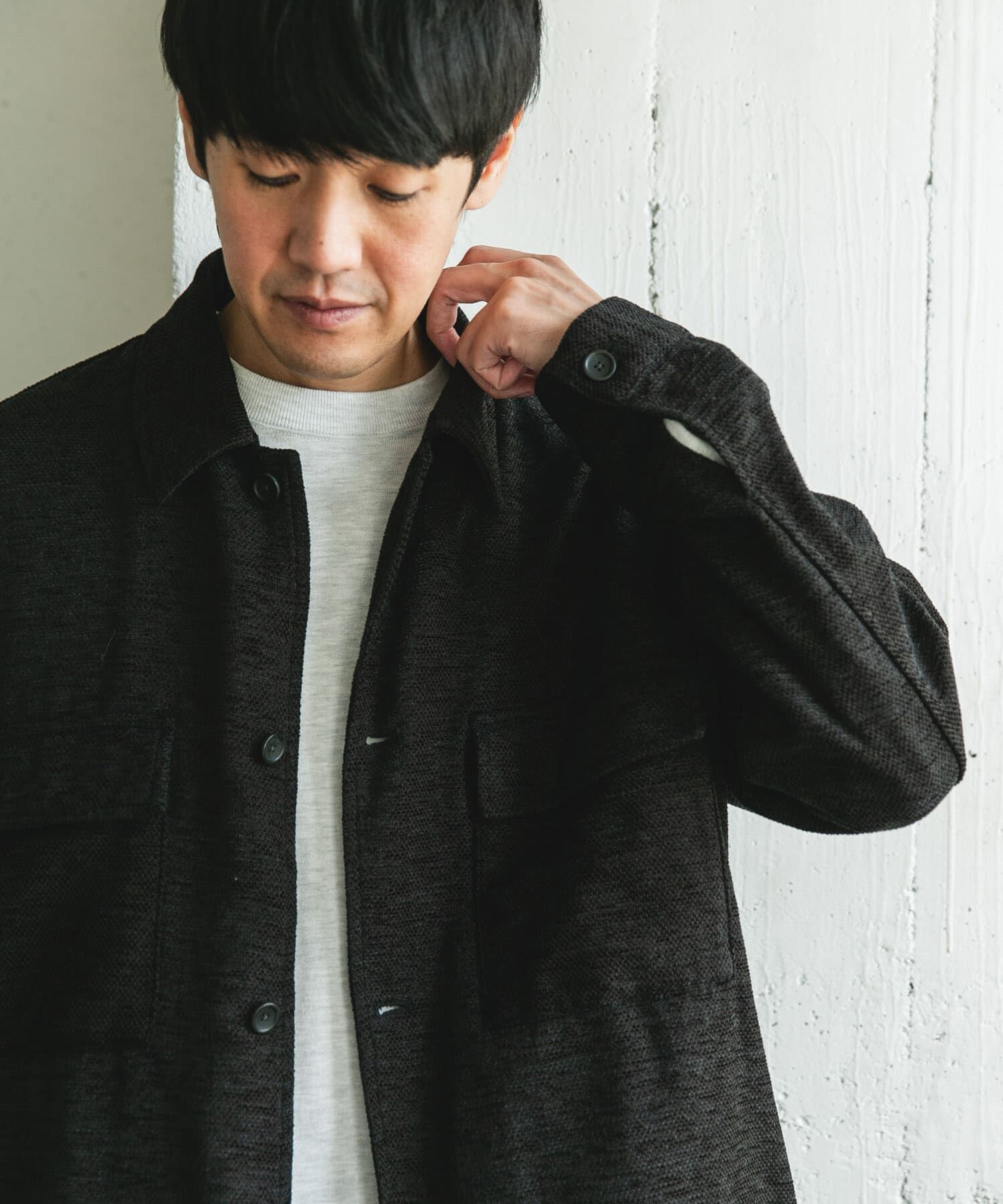 URBAN RESEARCH DOORS「モールシャツジャケット」|ノーカラーコート|