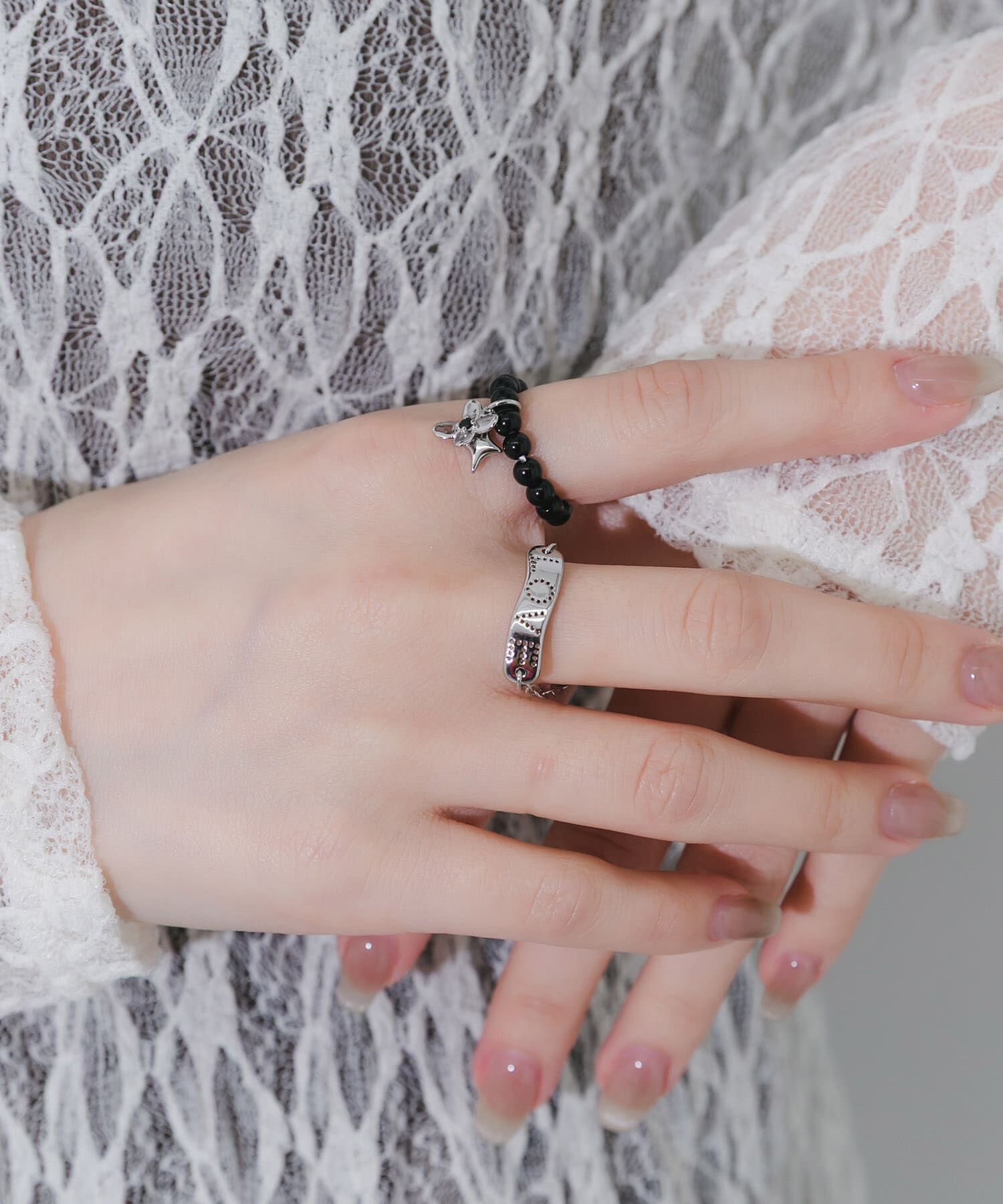 SMELLY「ビーズチャーム2セットリング」|リング|