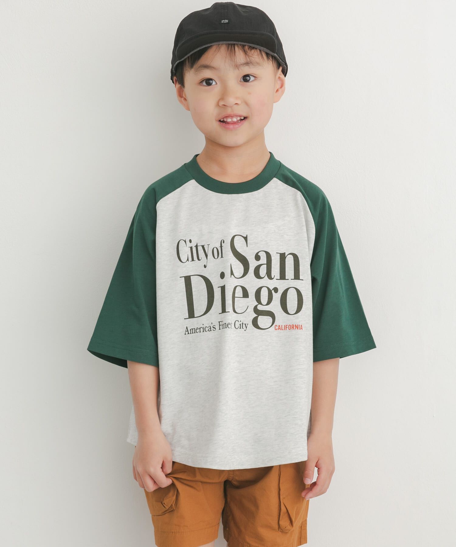 URBAN RESEARCH DOORS「ロゴプリントラグランTシャツ(KIDS)」|その他|グリーン系その他