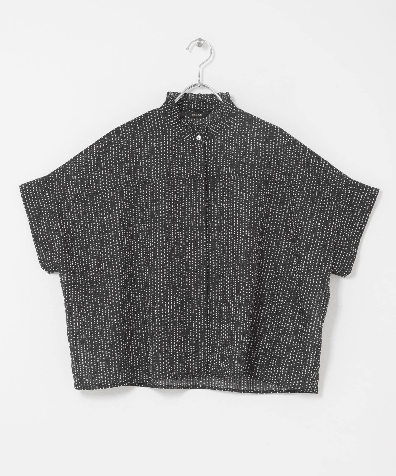 URBAN RESEARCH ROSSO「『WEB/一部店舗限定』ウォッシャブルドットフリルネックブラウス」|シャツ・ブラウス|