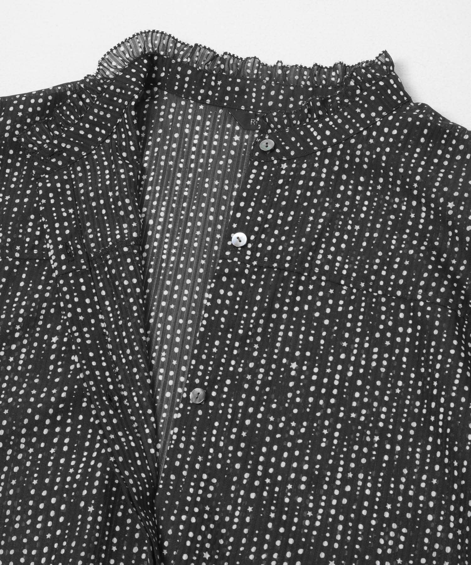 URBAN RESEARCH ROSSO「『WEB/一部店舗限定』ウォッシャブルドットフリルネックブラウス」|シャツ・ブラウス|