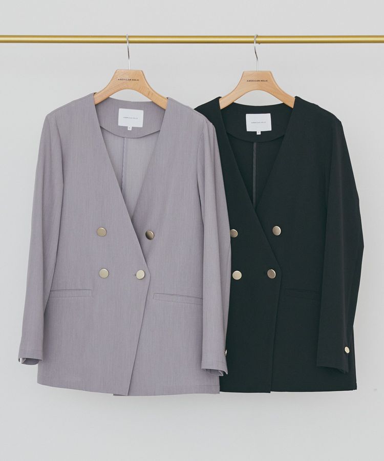 AMERICAN HOLIC「【イージーケア】ノーカラージャケット」|テーラードジャケット|
