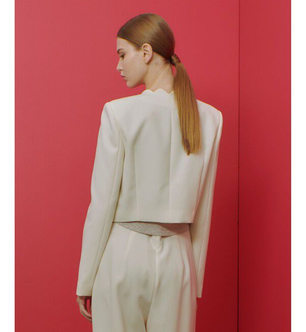 LOULOU WILLOUGHBY「【LOULOU WILLOUGHBY】ダブルクロススカラップジャケット」|ノーカラージャケット|