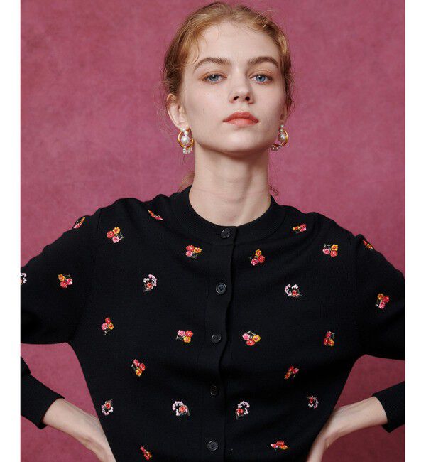 LOULOU WILLOUGHBY「【LOULOU WILLOUGHBY】フラワーシシュウカーディガン」|カーディガン|