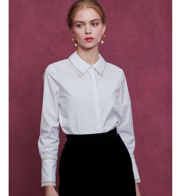 LOULOU WILLOUGHBY「【LOULOU WILLOUGHBY】レーストリミングシャツ」|シャツ・ブラウス|