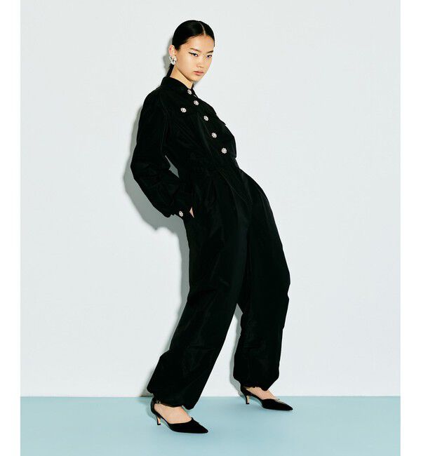 LOULOU WILLOUGHBY「【LOULOU WILLOUGHBY】タフタビジュー釦オールインワン」|オールインワン|