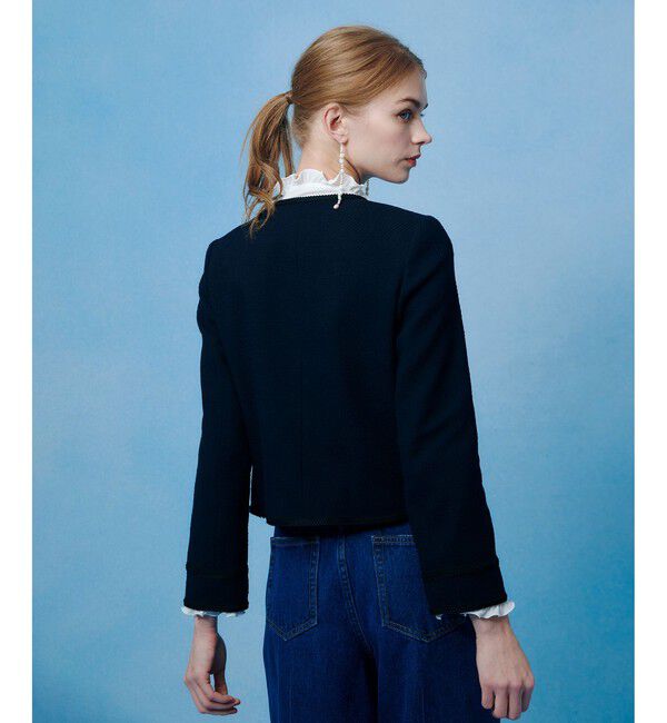 LOULOU WILLOUGHBY「【LOULOU WILLOUGHBY】ツイードツイルクルージャケット」|ノーカラージャケット|