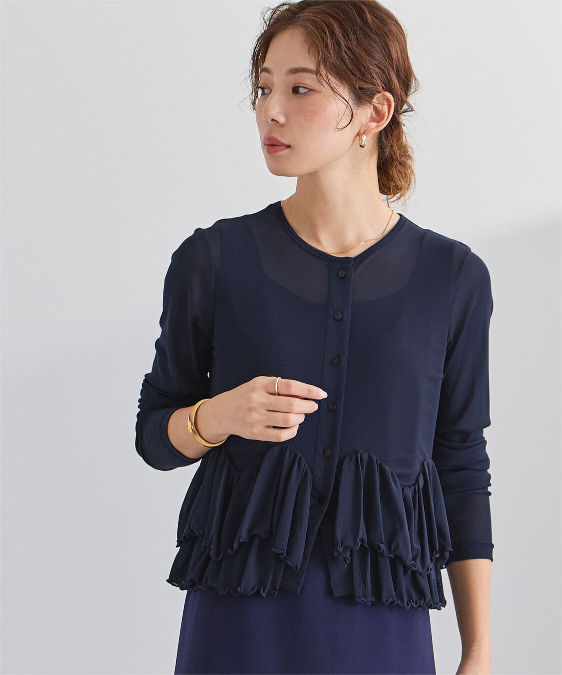 ur's「シアーペプラムカットソー」|Tシャツ・カットソー|ネイビー