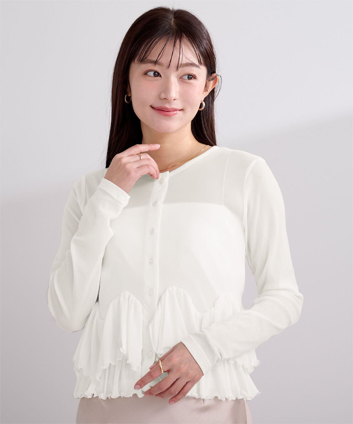 ur's「シアーペプラムカットソー」|Tシャツ・カットソー|ホワイト