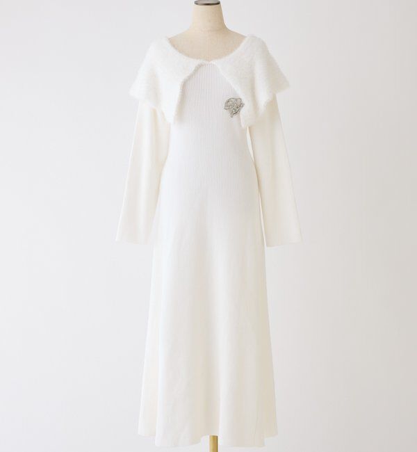  「ブローチ付きニットワンピース」|ワンピース|