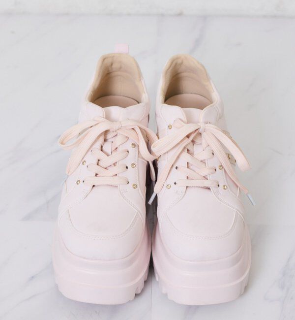  「【ピンク・ブラウン・ブラック】ビジュー付きトリプルソールスニーカー」|その他|