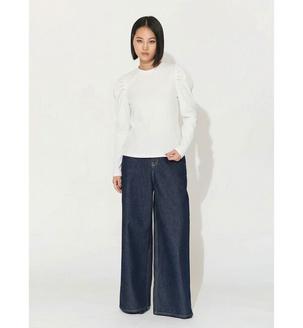 MIDIUMISOLID「MIDIUMISOLID for Ladies パワーショルダーリブプルオーバー」|Tシャツ・カットソー|オフホワイト