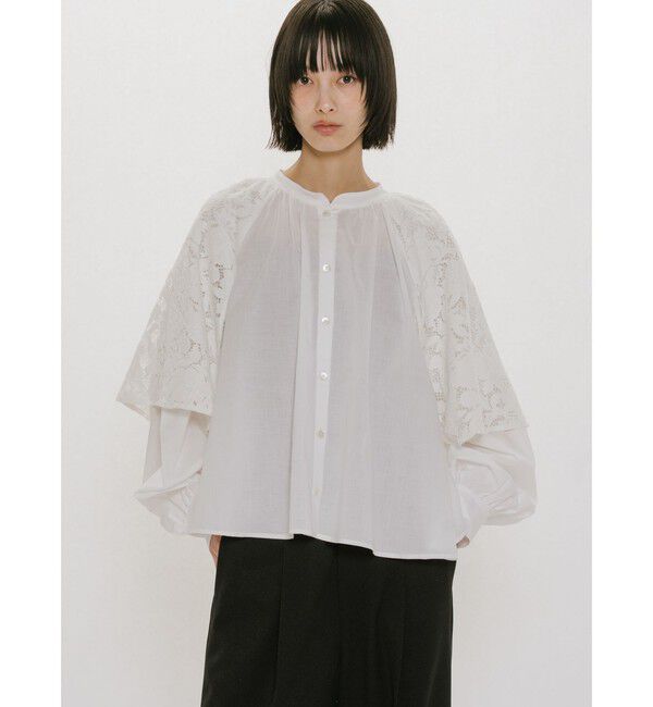 MIDIUMISOLID「MIDIUMISOLID for Ladies レースフレアブラウス」|シャツ・ブラウス|
