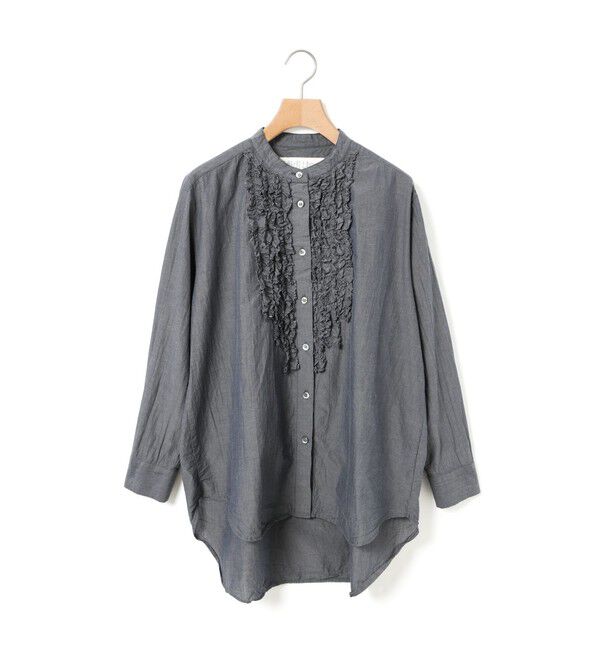 MidiUmi「MidiUmi フロントフリルシャツ」|シャツ・ブラウス|チャコールグレー
