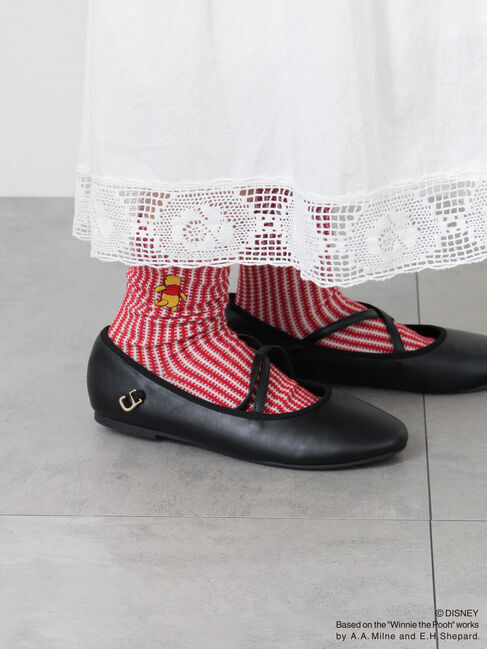 Samansa Mos2「【Disney】くまのプーさん/ワンポイント刺繍ソックス」|ソックス|