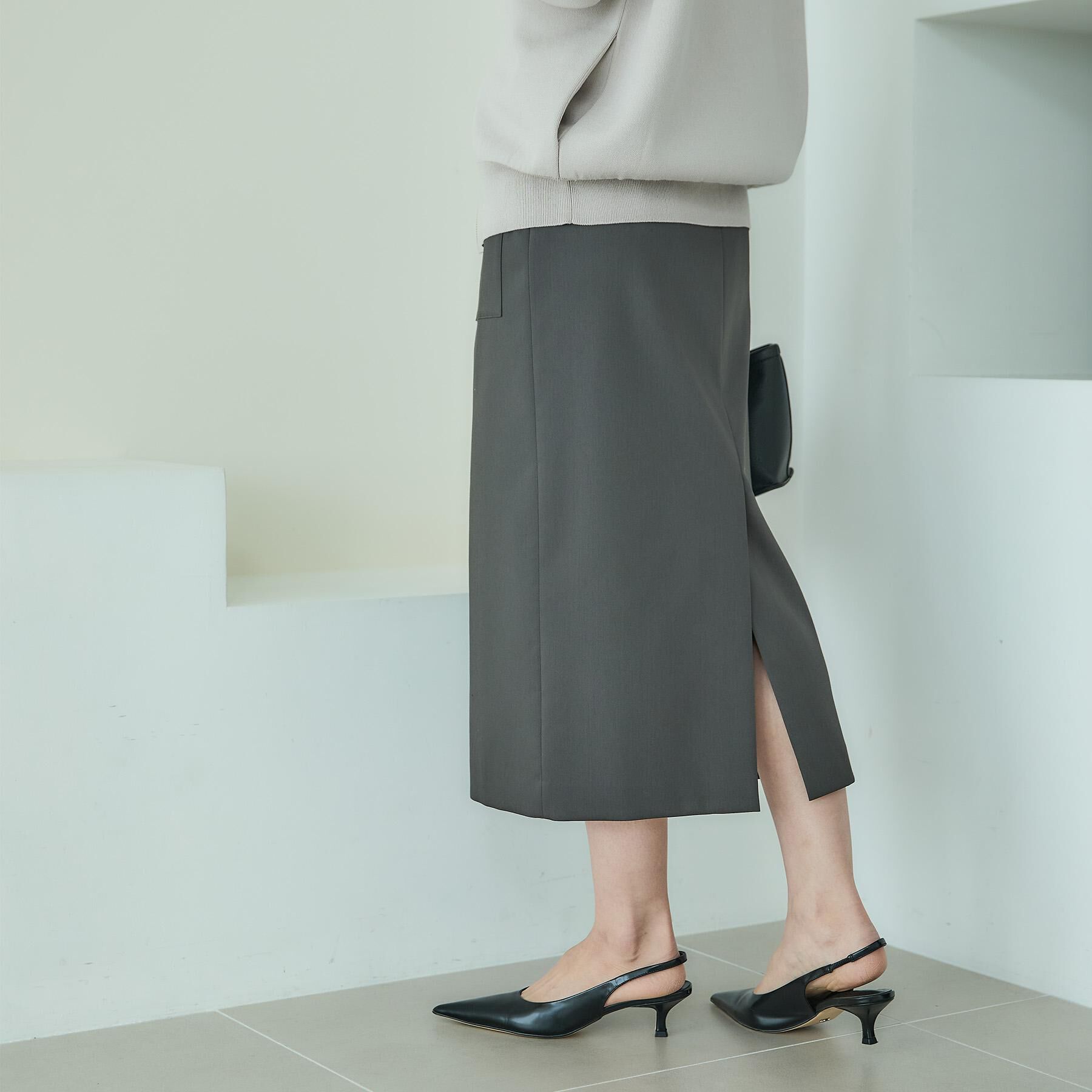 UNTITLED「【ストレッチ性/洗える】アウトポケット ナロースカート」|スカート|