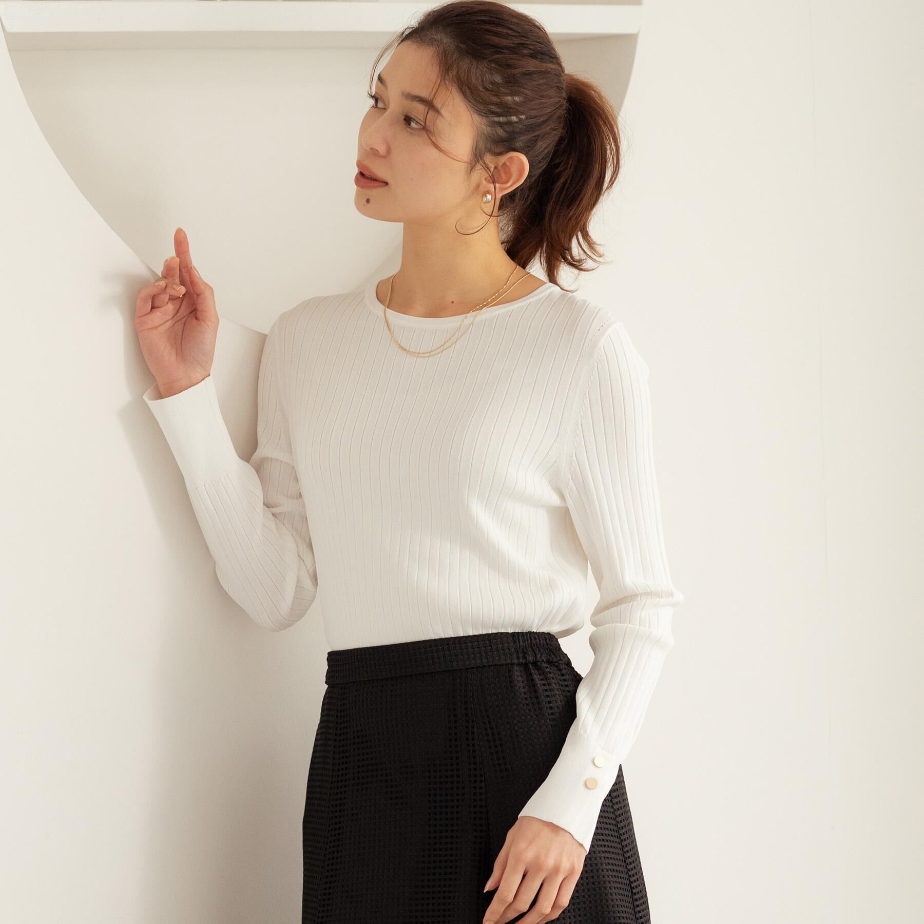 UNTITLED「【アンサンブル可/洗える】ワイドリブニット」|ニット・セーター|