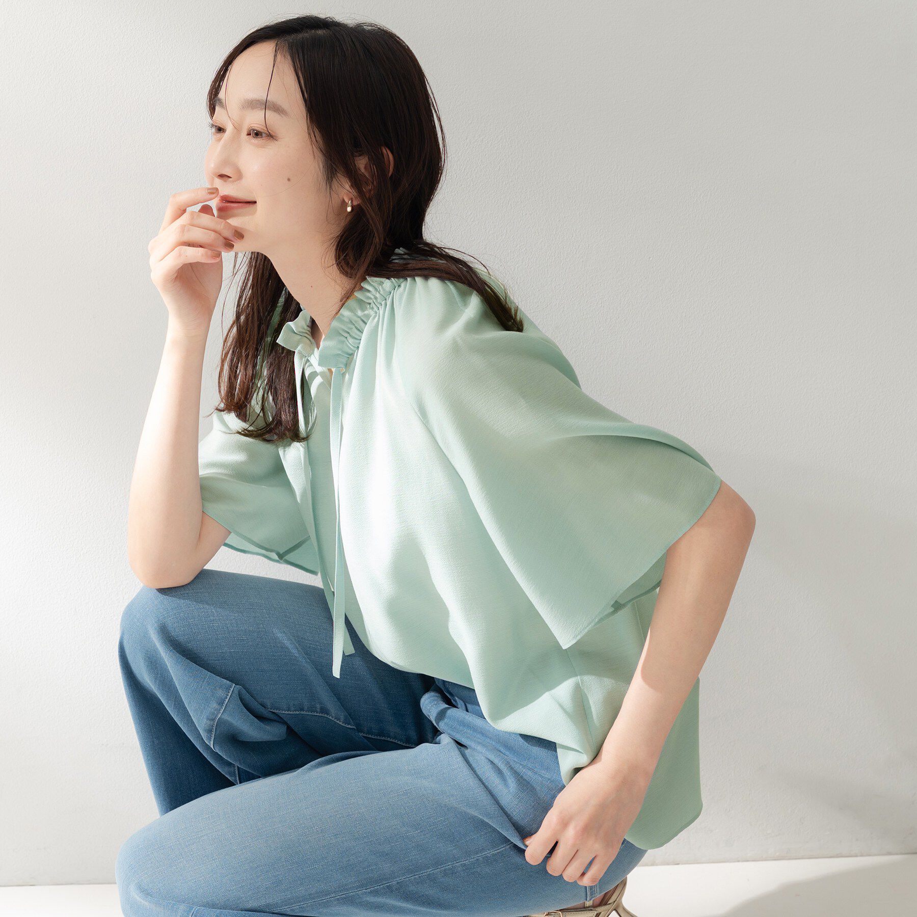 UNTITLED「シルキーシフォンブラウス」|シャツ・ブラウス|ミントグリーン(02
