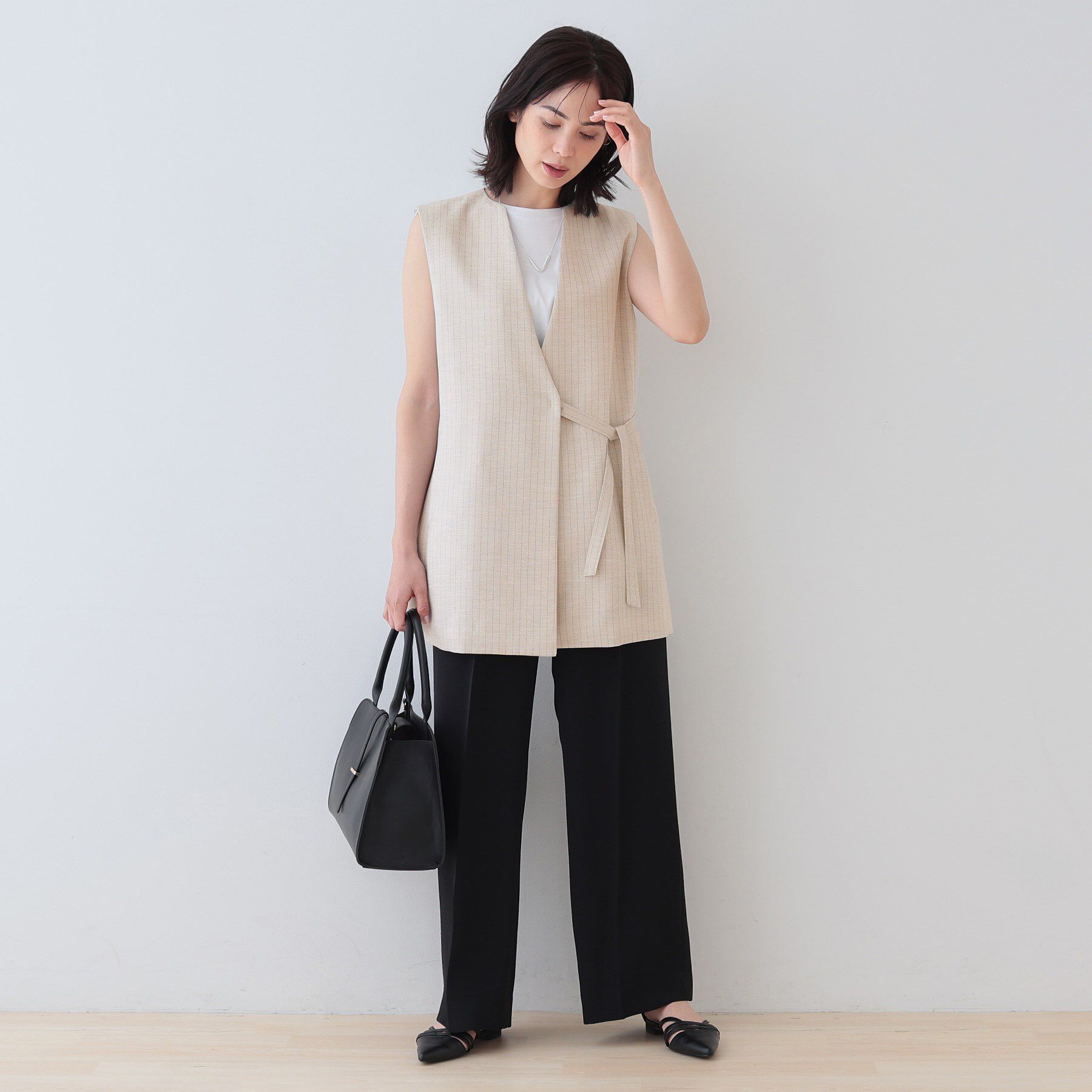 INDIVI「【こなれSETUP】リネンライクジレジャケット」|ベスト・ジレ|