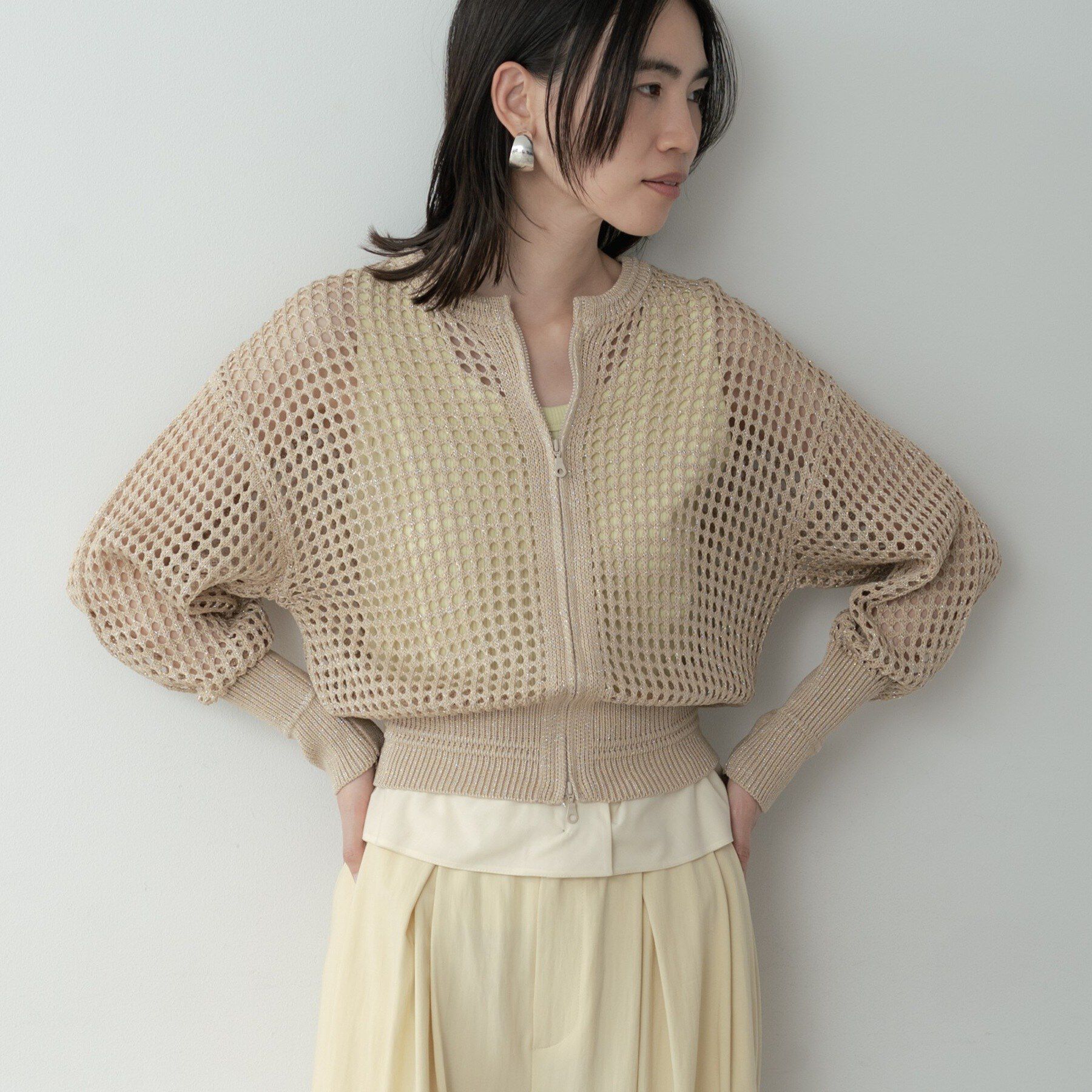 GALLEST「クルーネックメッシュカーディガン」|カーディガン|