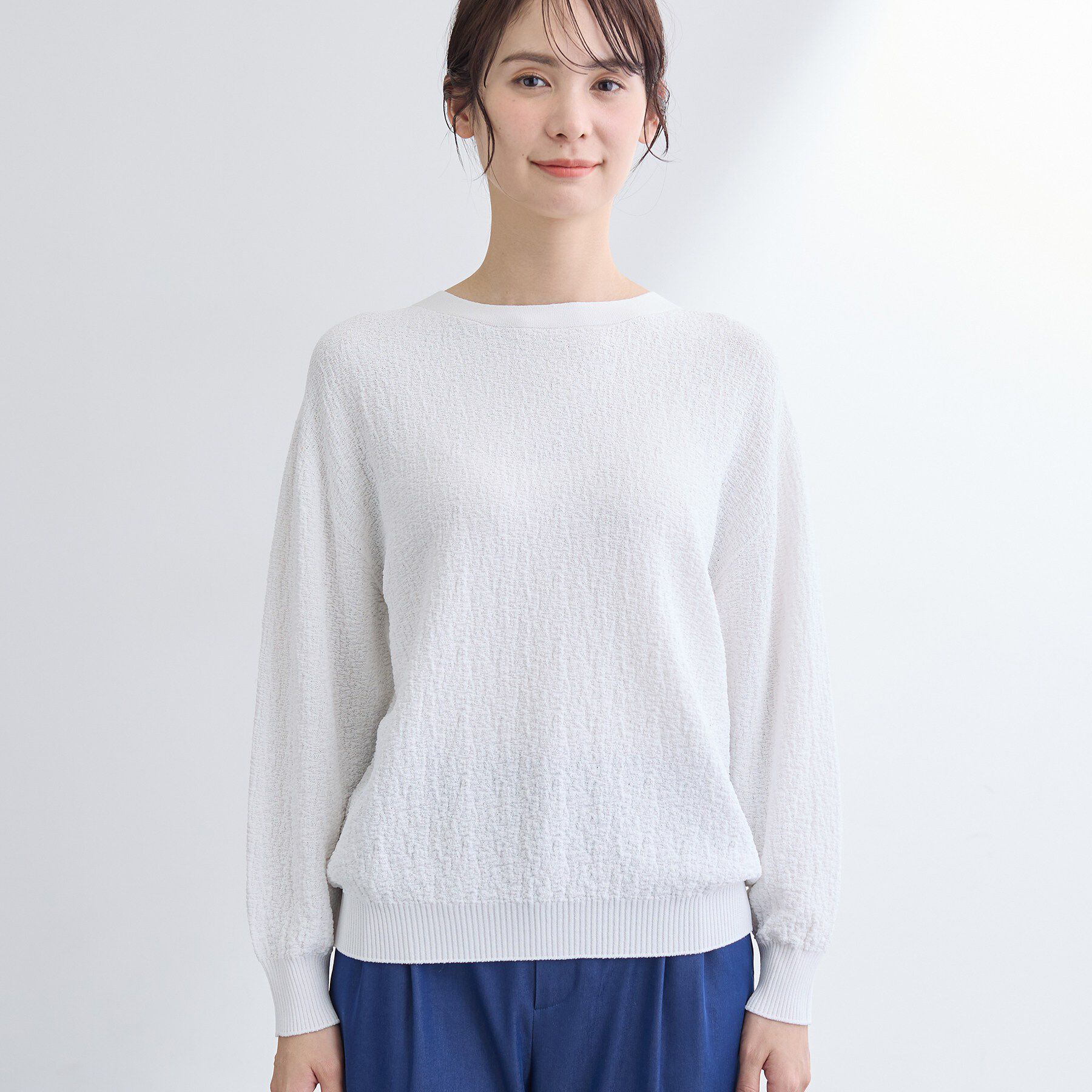 INDIVI「【前後2WAY／洗える】凹凸編地カーディガンニット」|カーディガン|