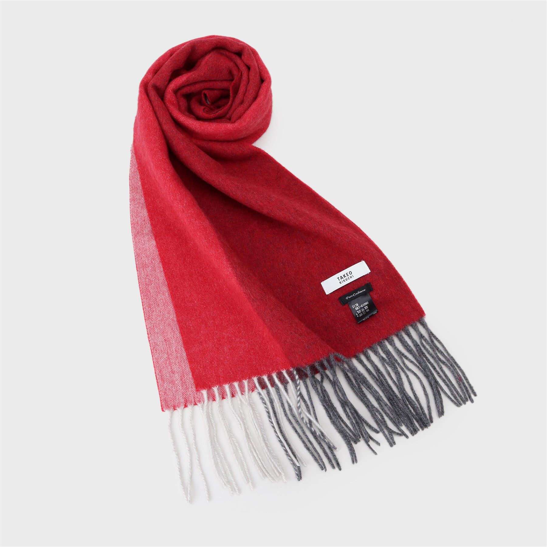 TAKEO KIKUCHI「【カシミヤ100%】パネル カシミヤマフラー」|ストール|レッド(063)