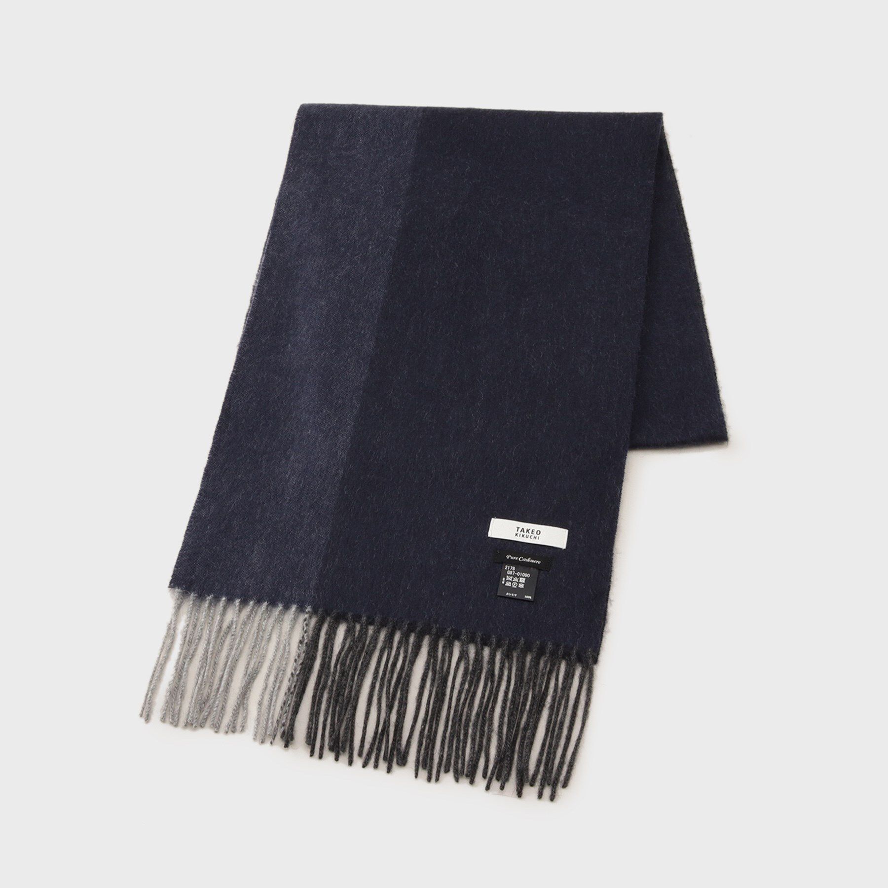 TAKEO KIKUCHI「【カシミヤ100%】パネル カシミヤマフラー」|ストール|ネイビー(093)