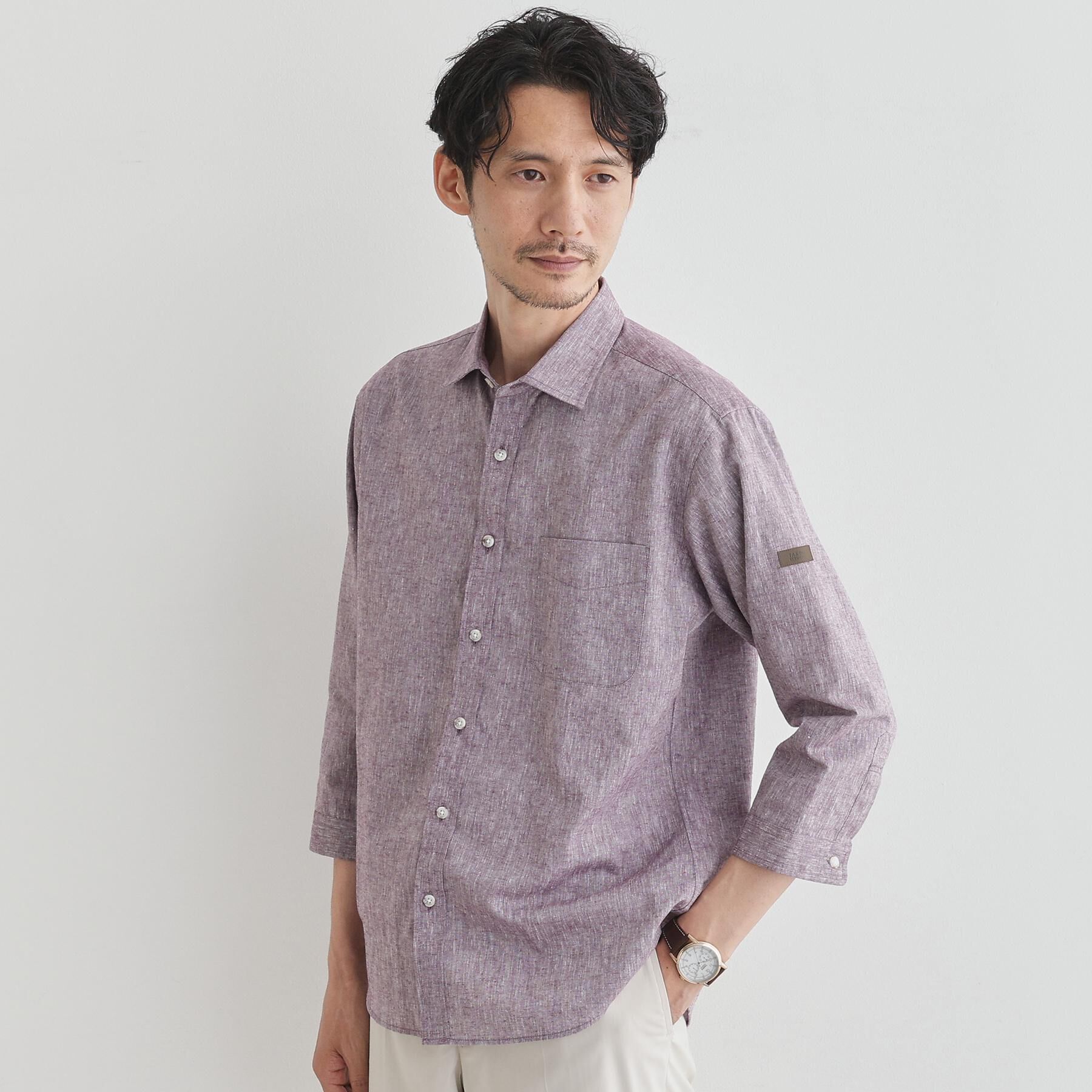 TAKEO KIKUCHI「ハイブリッド リネン 7分袖 シャツ」|シャツ・ブラウス|