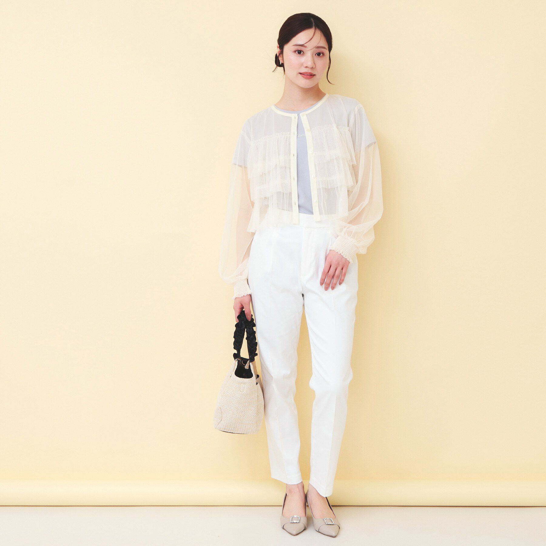 index「チュール3段フリルカーディガン【洗濯機OK】」|カーディガン|