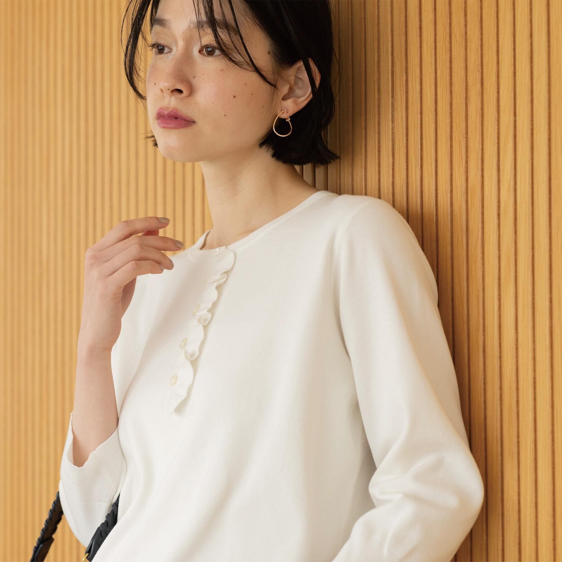 OPAQUE.CLIP「フリルヘンリーネックニット【洗濯機OK/抗ピル】」|ニット・セーター|