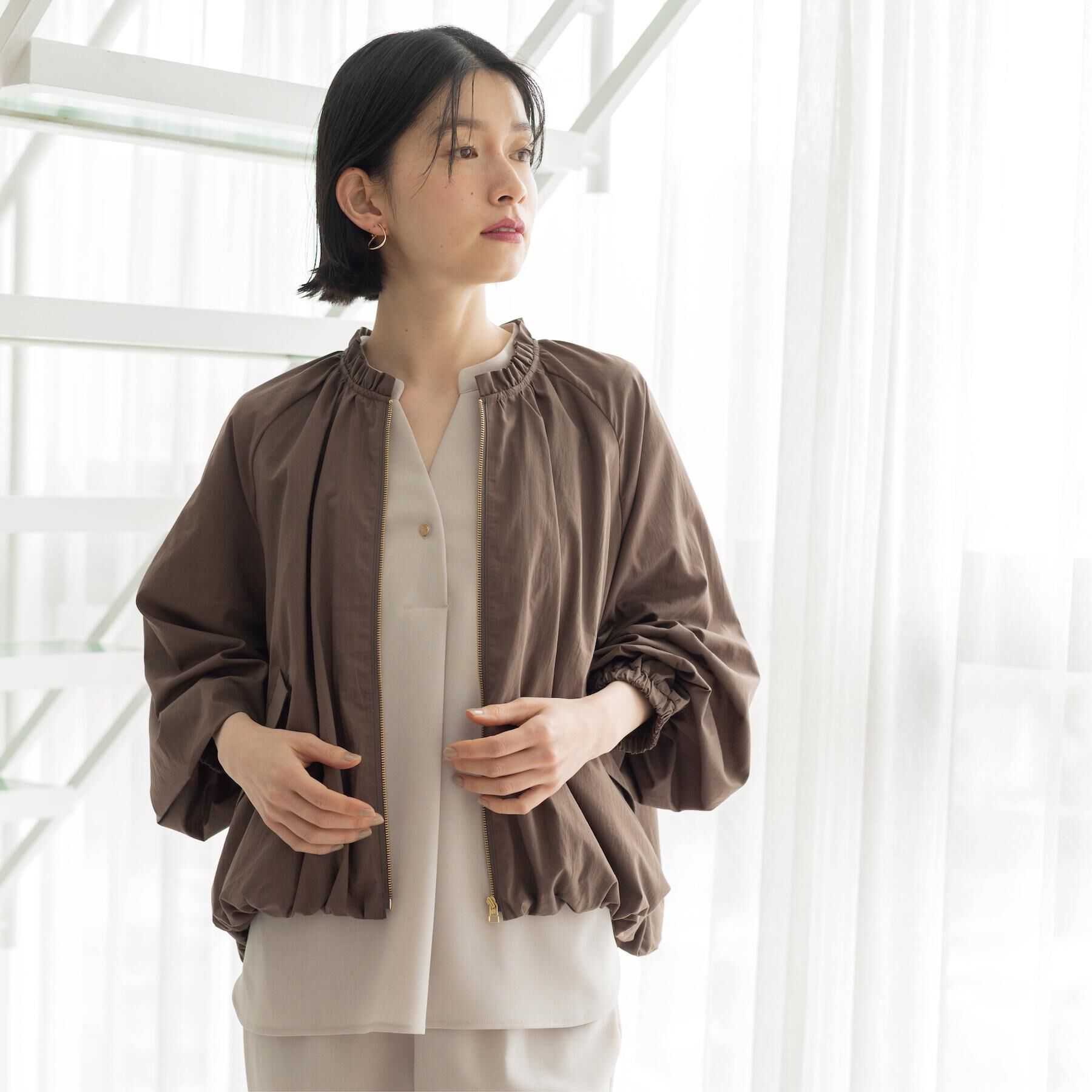 OPAQUE.CLIP「撥水 裾バルーンブルゾン【洗濯機OK】」|ブルゾン・スタジャン|