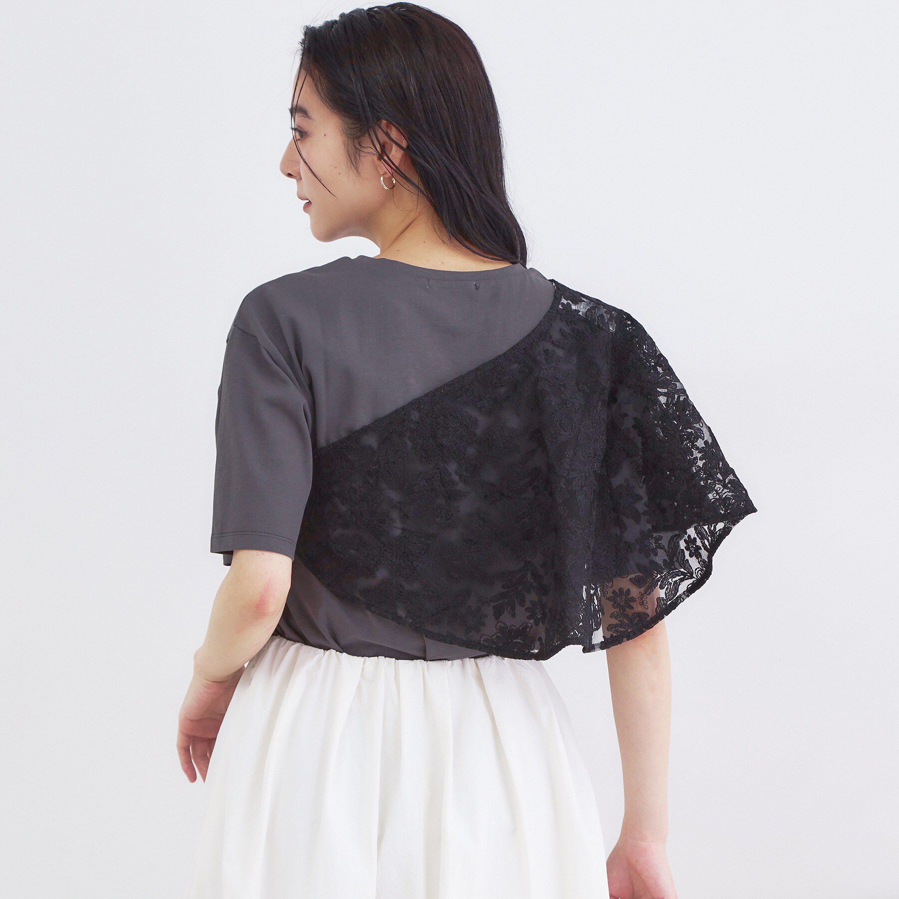 OPAQUE.CLIP「刺繍レースケープ【洗濯機OK】」|ストール|