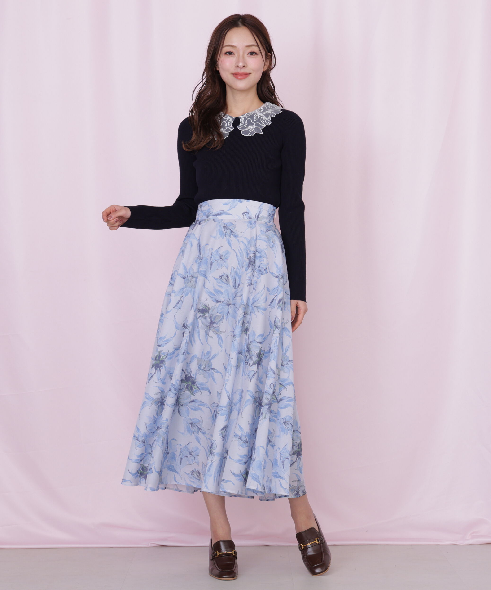  「レース襟コンパクトリブニット」|ニット・セーター|