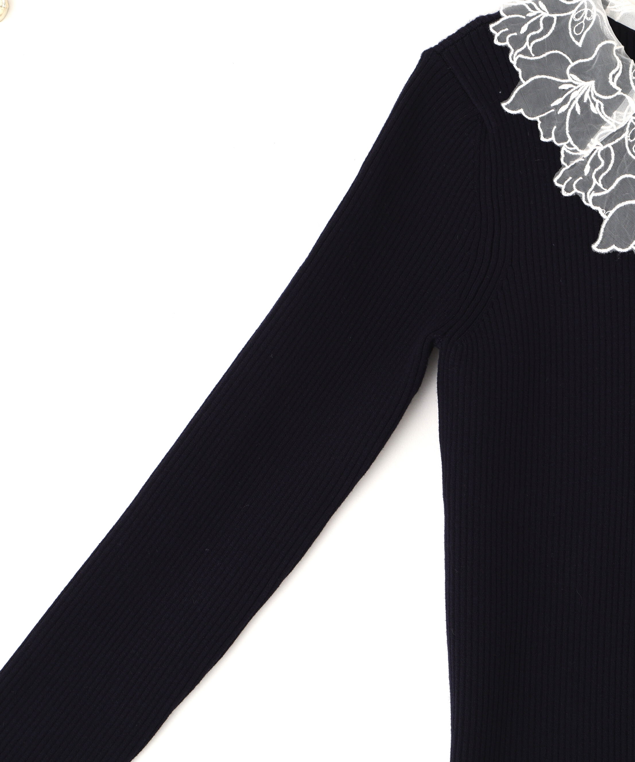  「レース襟コンパクトリブニット」|ニット・セーター|