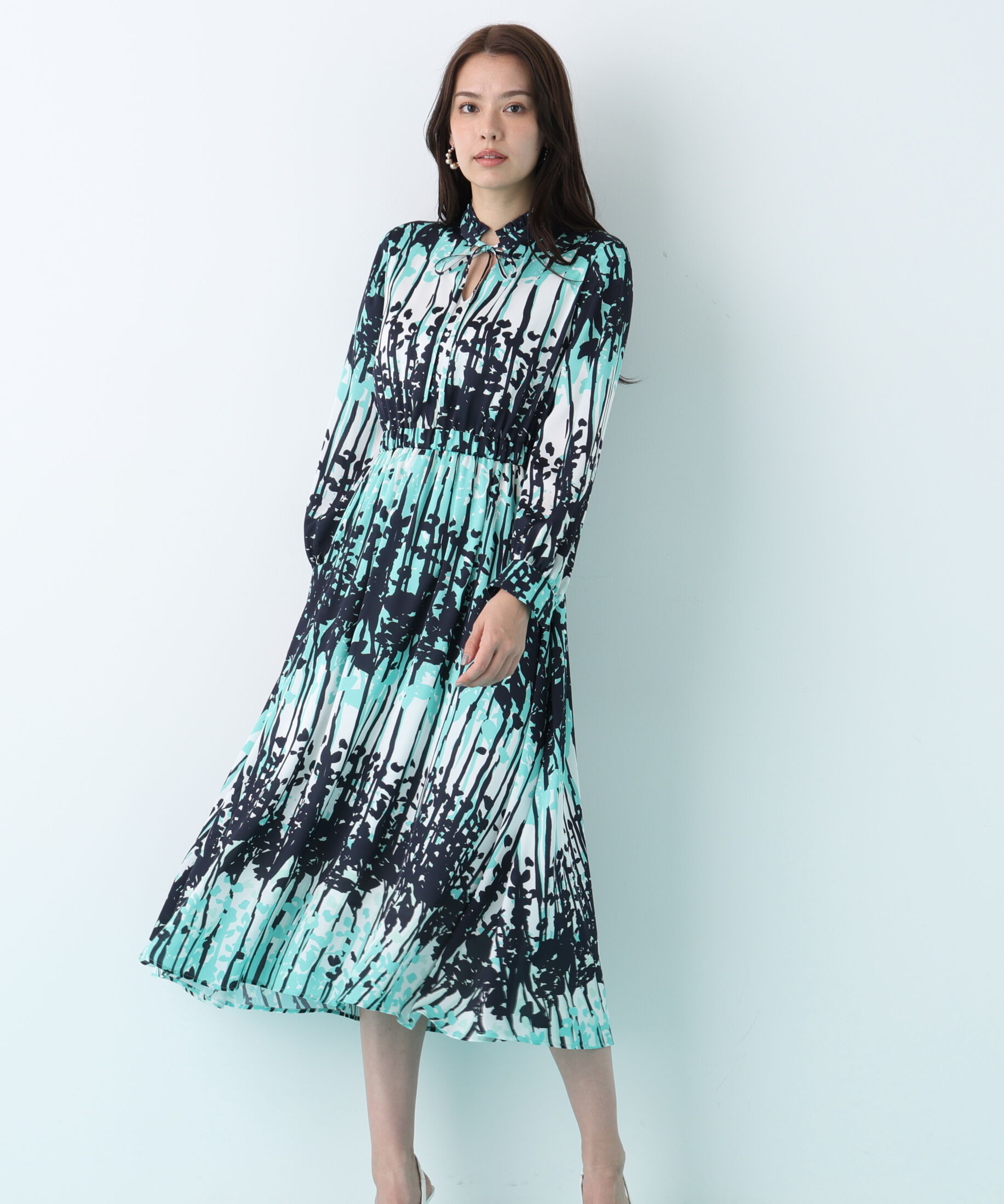  「インクフォレストプリントワンピース」|ワンピース|ミントグリー 1