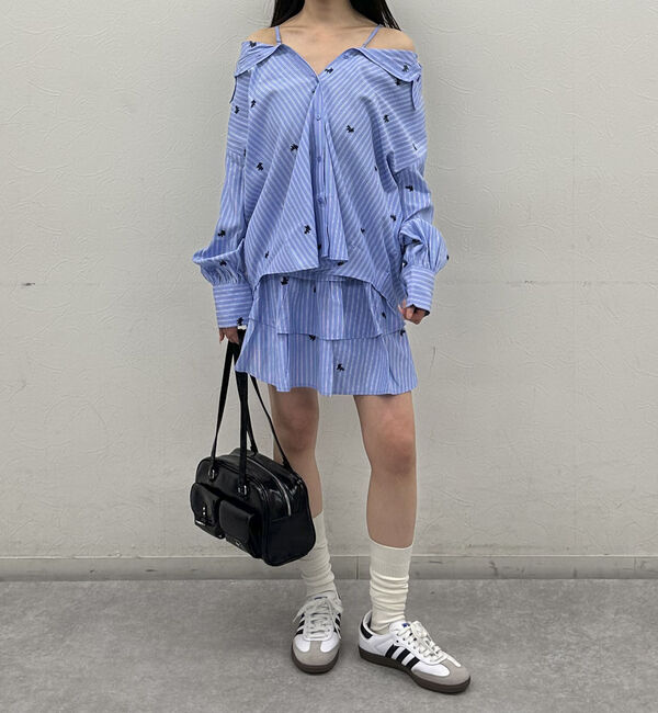 archives「花柄刺繍ストライプフリルミニＳＫ」|スカート|