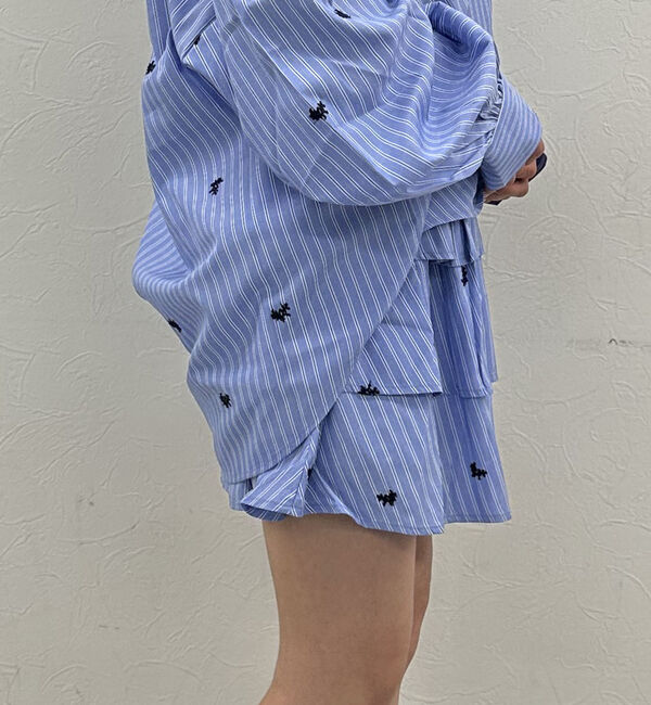 archives「花柄刺繍ストライプフリルミニＳＫ」|スカート|