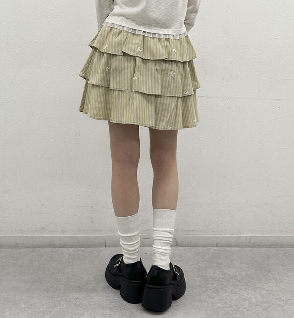 archives「花柄刺繍ストライプフリルミニＳＫ」|スカート|