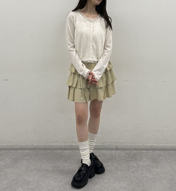 archives「花柄刺繍ストライプフリルミニＳＫ」|スカート|