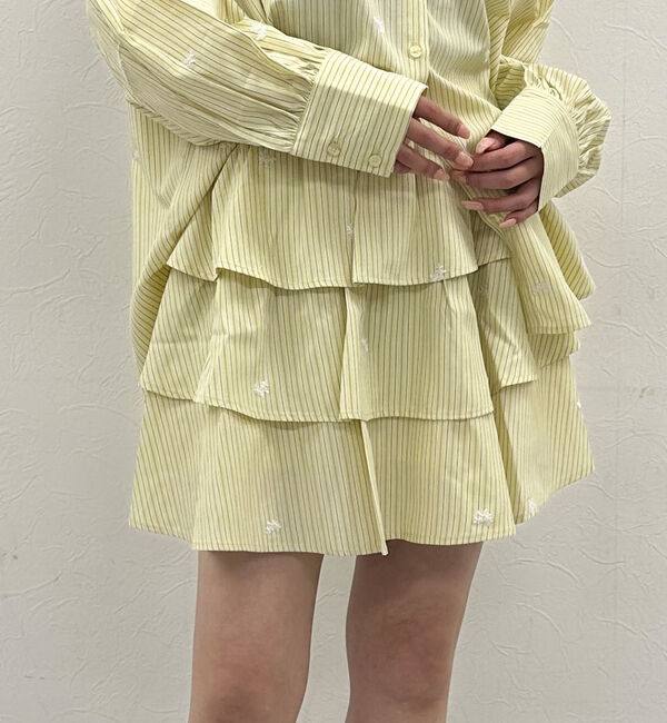 archives「花柄刺繍ストライプフリルミニＳＫ」|スカート|YELLOW