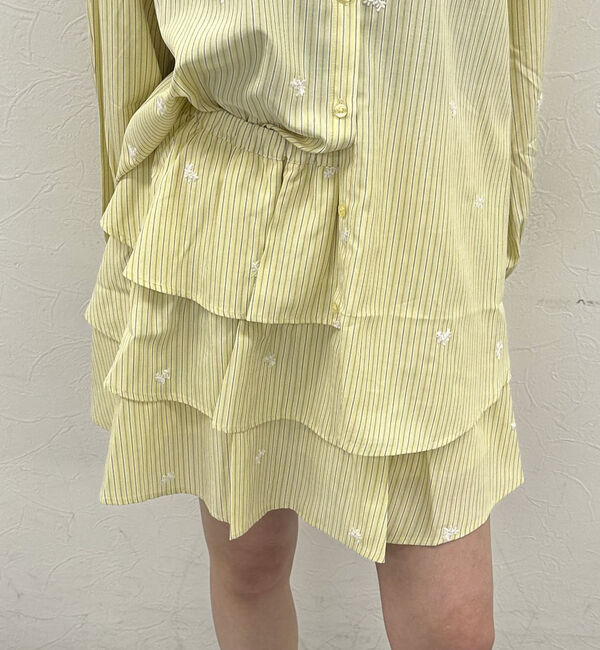 archives「花柄刺繍ストライプフリルミニＳＫ」|スカート|