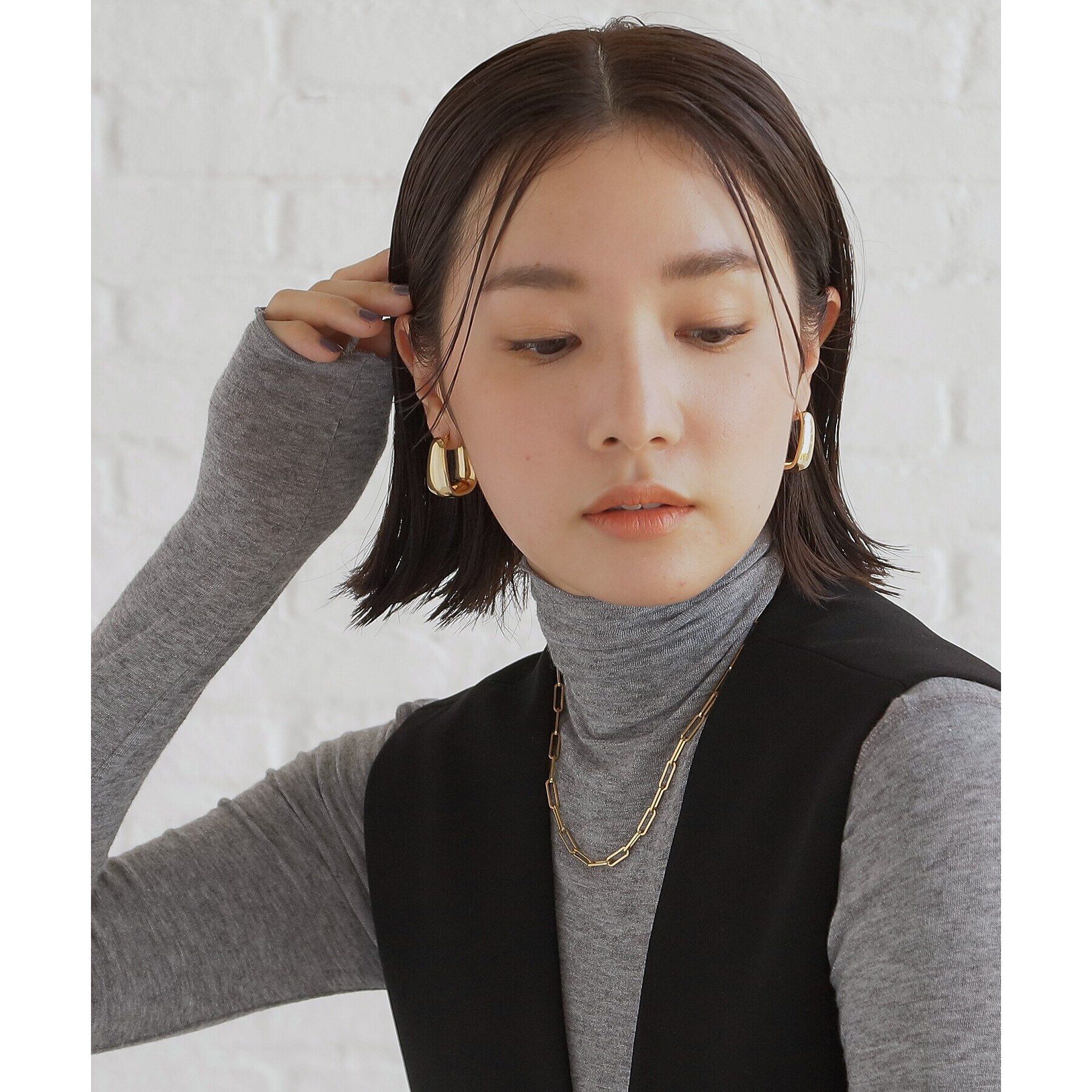 COCOSHNIK ONKITSCH「シルバー デザインチェーン フラットロングネックレス GP」|ネックレス|