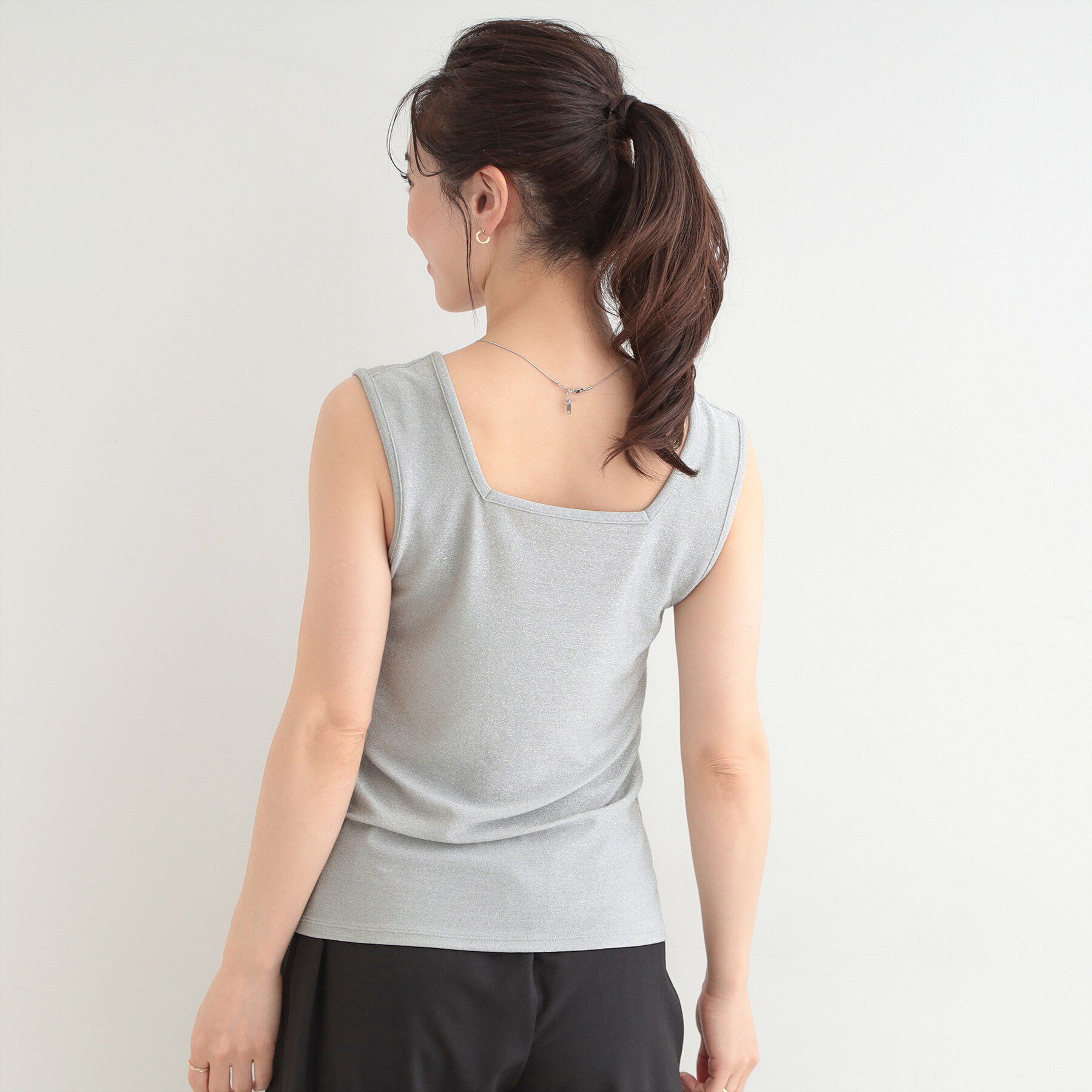 SHOO･LA･RUE「【前後2WAY/洗濯機可/S-LL】コーデのさりげないアクセントに　きらきらラメタンク」|キャミソール|