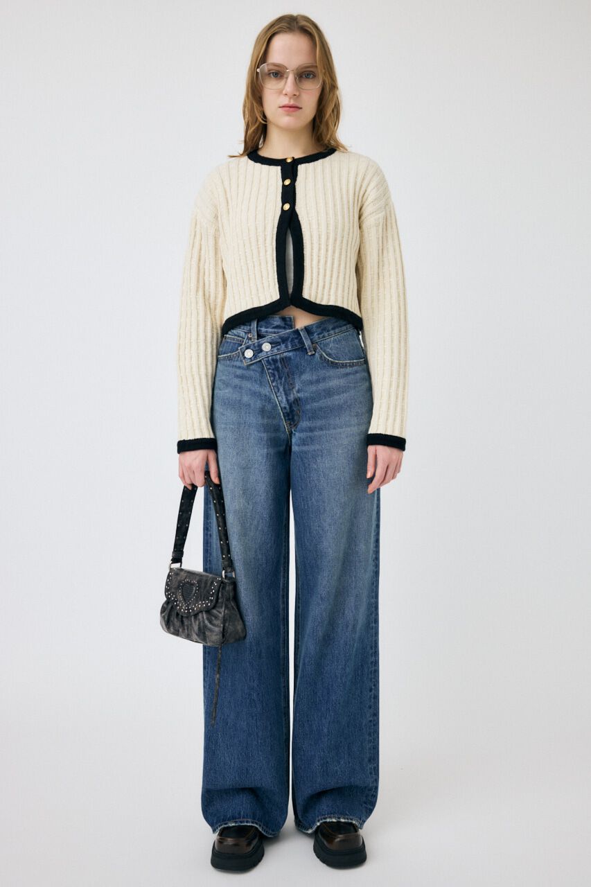 MOUSSY「BI COLOR ニットカーディガン」|カーディガン|