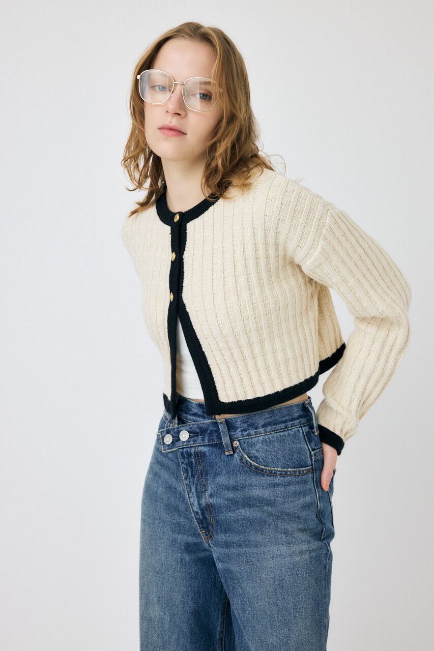 MOUSSY「BI COLOR ニットカーディガン」|カーディガン|