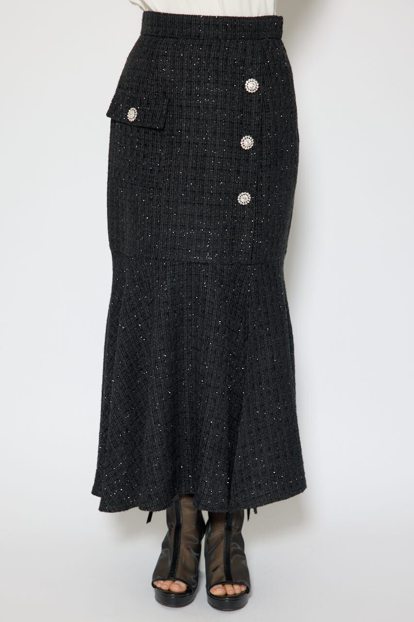 rienda「ラップスリットツイードマーメイドスカート」|スカート|