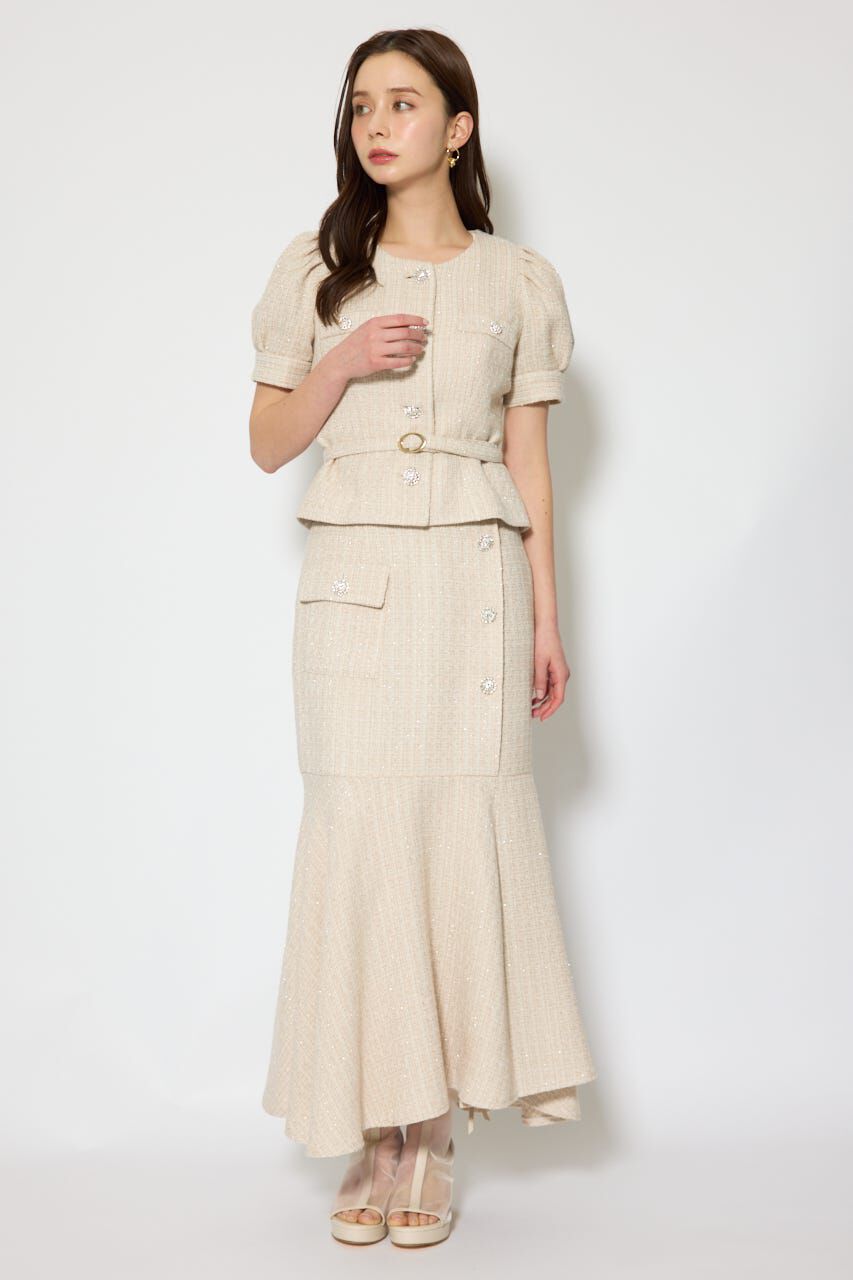 rienda「ラップスリットツイードマーメイドスカート」|スカート|