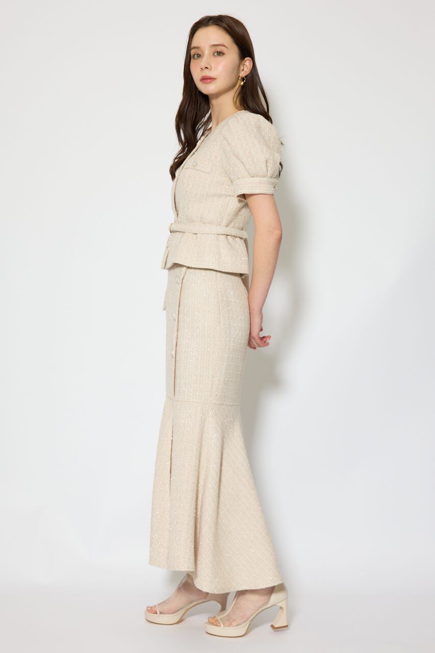 rienda「ラップスリットツイードマーメイドスカート」|スカート|