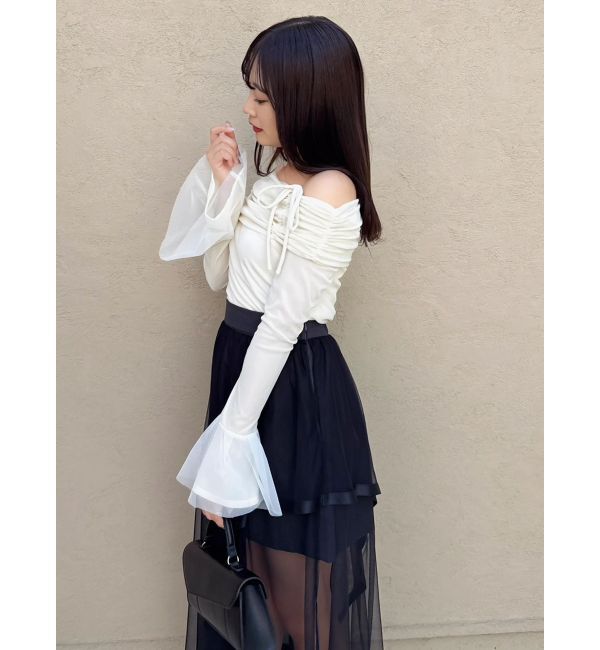 dazzlin「シアーベロアオフショルトップス」|Tシャツ・カットソー|アイボリー