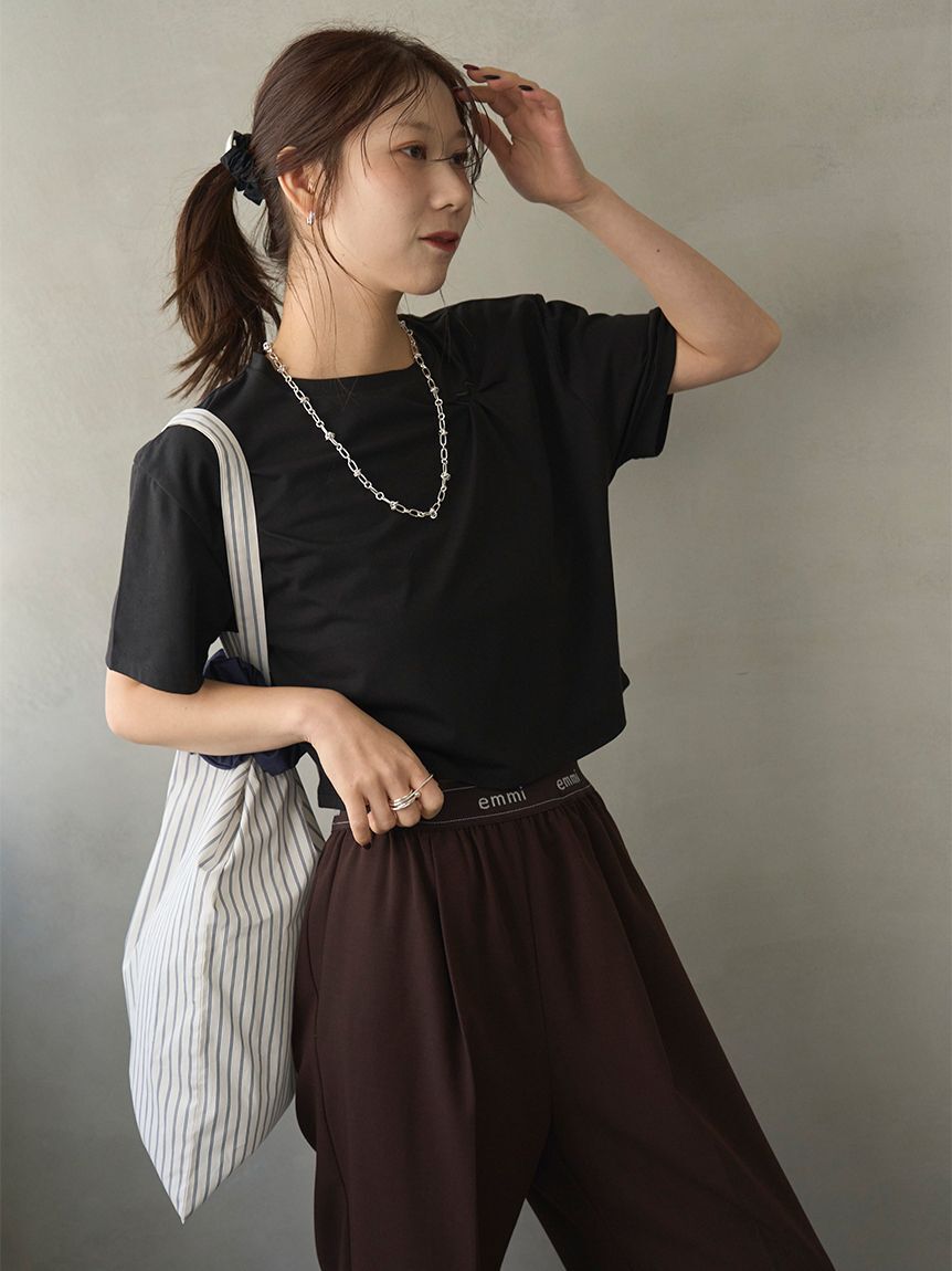 emmi atelier「【em】emmiロゴクロップドTシャツ/UVカット/接触冷感」|Tシャツ・カットソー|